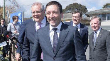 Then Victorian Liberal leader Matthew Guy with Prime Minister Scott Morrison in 2018.