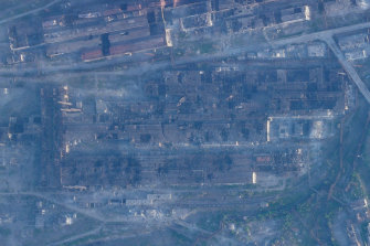 This satellite image shows damage at the Azovstal steelworks in Mariupol this week.