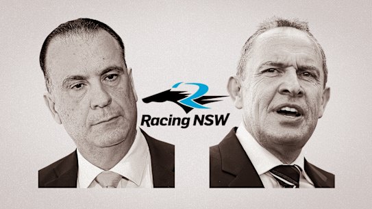 Racing NSW chief executive Peter V’landys and trainer Chris Waller.