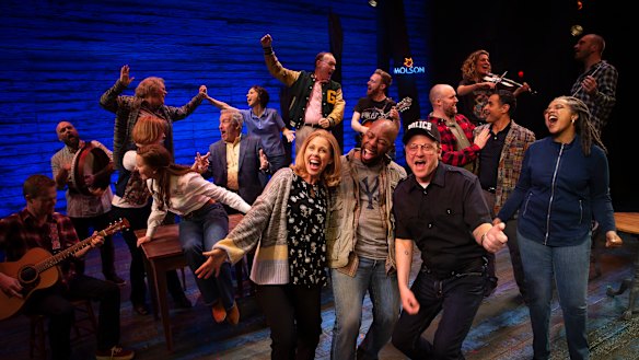 Come From Away runs for a breathless 100 minutes that reflects the non-stop work of the Gander townsfolk.