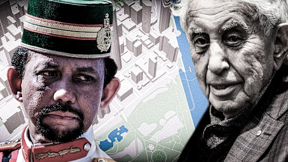 Two billionaires, the Sultan of Brunei and Harry Triguboff, clash over a Brisbane skyline development. 