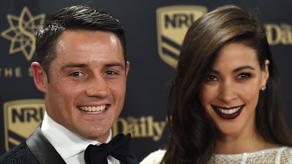 Advice: Cooper Cronk and Tara Rushton at the Dally M Awards in 2016. 