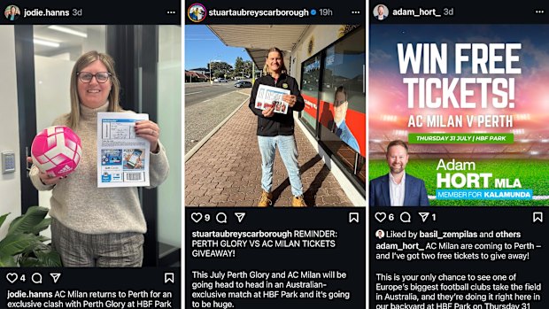 West Australian MPs have been giving tickets away on their social media accounts.