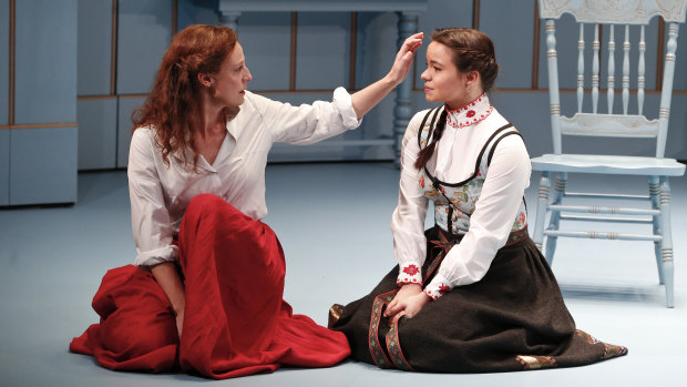 Marta Dusseldorp and Zoe Terakes in the MTC production of A Doll's House Part 2.