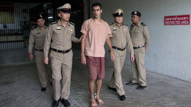 Hakeem al-Araibi in shackles.