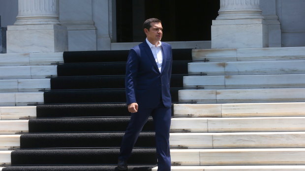 Greek Prime Minister Alexis Tsipras exits his office at the Maximos Mansion last week.