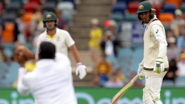 Slump: Usman Khawaja was dismissed for his fourth duck in Test cricket on Friday. 