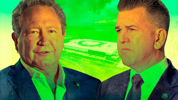 Queensland Deputy Premier Jarrod Bleijie (right) has taken Andrew Forrest’s Fortescue to court to recoup a $66 million grant.