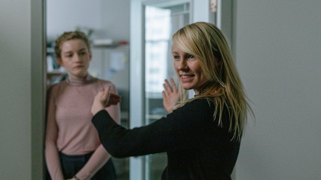 The latest film from Kitty Green (pictured right with Julia Garner) – The Assistant – was modelled on 
the Harvey Weinstein saga. 