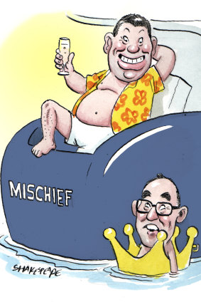 James Packer has been on Ian Malouf's yacht Mischief in Europe. Illustration: John Shakespeare