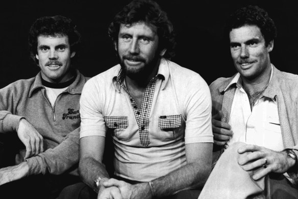 Famous family: Trevor Chappell, Ian Chappell and Greg Chappell in 1979.