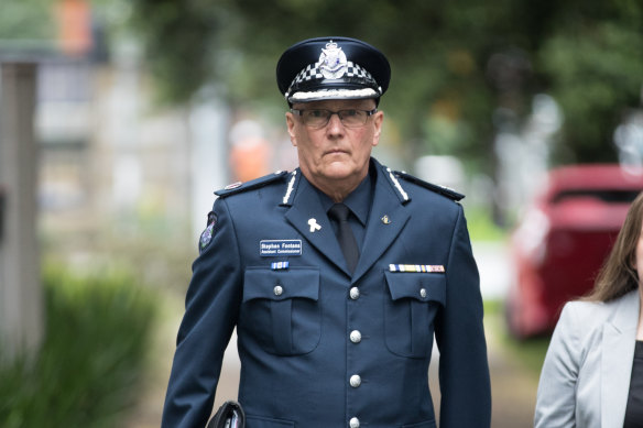 Assistant Commissioner Steve Fontana arrives at the inquest.