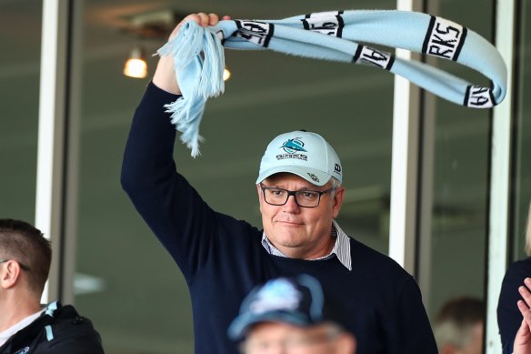 Scott Morrison at an NRL game.