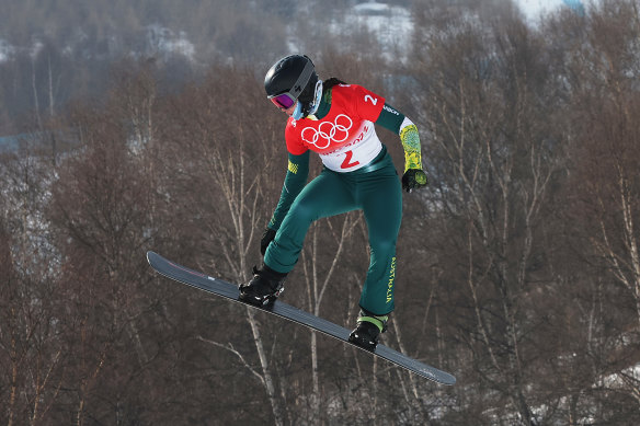 Belle Brockhoff competes at the 2022 Winter Olympics in Beijing.