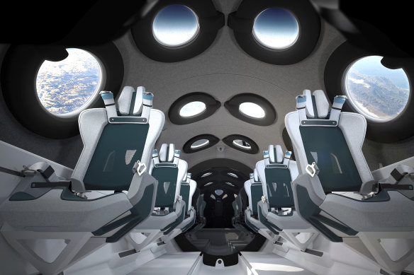 The cabin of a Virgin Galactic starship.