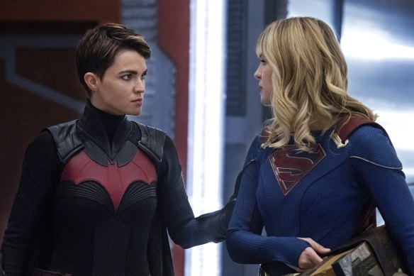 Ruby Rose as Batwoman, with Melissa Benoist as Supergirl.