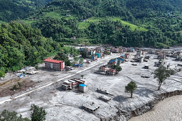 Devastation in Devighat village.