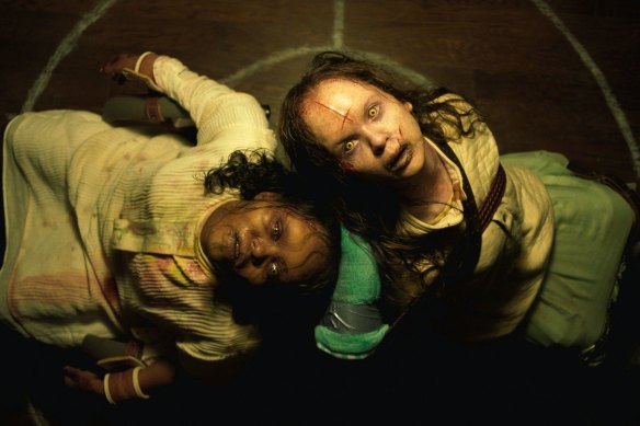 Lidya Jewett (left) and Olivia Marcum (right) in The Exorcist: Believer.