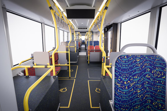The interior of the vehicles will feature screens with route maps, along with and increase in priority seating and mobility spaces.