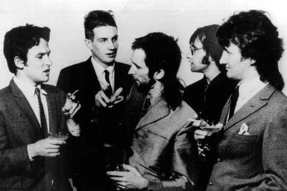 Mental As Anything -- From left to right: Peter O'Doherty, Andy Smith, Reg Mombassa, Wayne De Lisle, Martin Plaza. July 13, 1979.