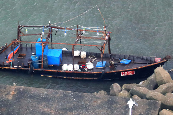 The boat was believed to be from North Korea, like this fishing boat that washed ashore in Japan in 2017. 