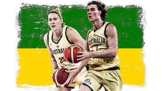Australia’s Lauren Jackson and Josh Giddey.