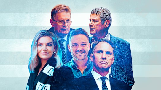 Rebecca Maddern, former premiers Ted Baillieu and Steve Bracks, Cotton On founder Nigel Austin, and deputy PM Richard Marles.  