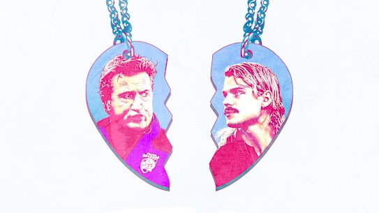 Bailey Smith (right) will play his first game against his former club, the Western Bulldogs, coached by Luke Beveridge.