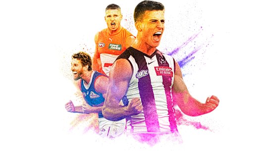 From left: Marcus Bontempelli, Jesse Hogan and Nick Daicos.