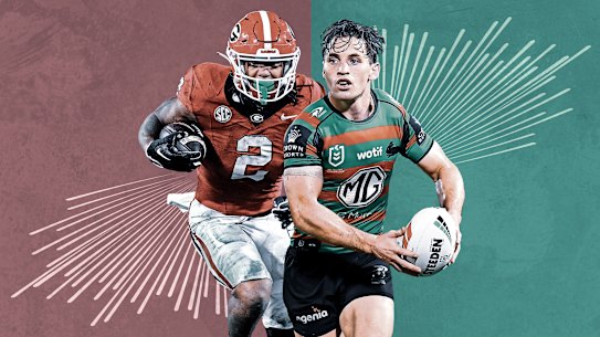 Georgia running back Kendall Milton and South Sydney forward Cameron Murray