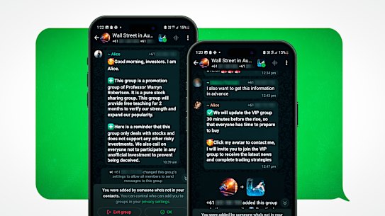 Scammers started a new WhatsApp group that claimed to offer inside trading tips the day after a group of Australians were arrested for allegedly operating a pump and dump scheme to artificially ramp up share prices.