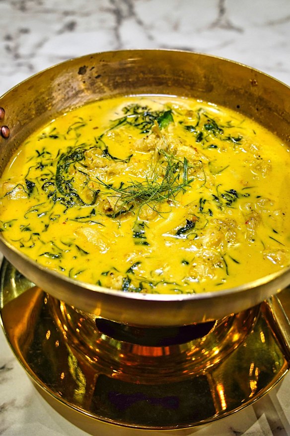 Crab meat and betel leaf curry.