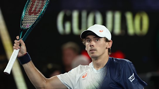 Alex de Minaur following his fourth round victory.