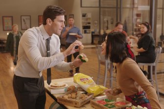 Austin Stowell and Lucy Hale as Lucy and Josh, mid-level publishing company executives competing for a big promotion.