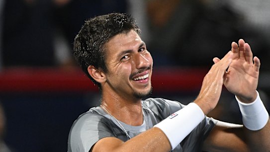 Alexei Popyrin is all smiles after winning the Montreal Masters.