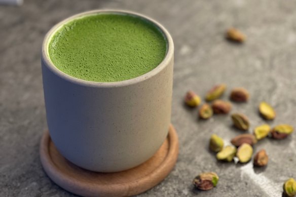 Pistachio matcha at Naau Cafe.