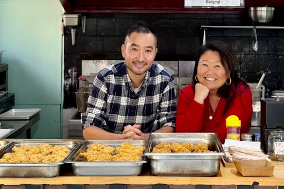 Kay Hwang and Nagi Maehashi at Joy Korean Fried Chicken.