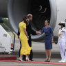 Jamaica’s Foreign Minister Kamina Johnson Smith welcomes the Duke and Duchess of Cambridge to Jamaica.