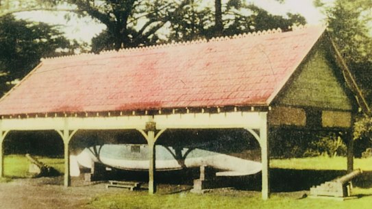 Admella Disaster Portland The old lifeboat sat for decades in the Portland Botanic Gardens, a plaything for children. Historic photo at Portland Discovery Centre.
