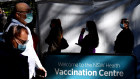 Patients wait to get injected at a mass vaccination centre in Sydney. 