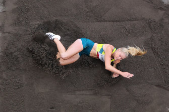 Aussie long-jumper Brooke Stratton has a shot at a medal today.