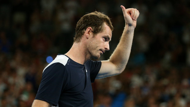 Andy Murray acknowledges the crowd after his defeat on Monday night.