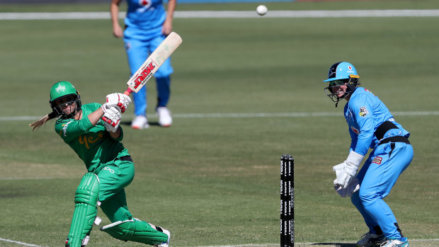 Hitting out: Melbourne Stars' Mignon du Preez in action at Karen Rolton Oval in Adelaide.