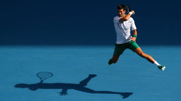 Novak Djokovic on his way to winning the 2020 Australian Open title.