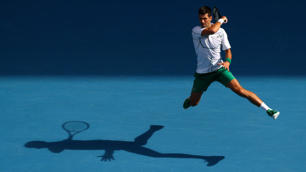 Novak Djokovic on his way to winning the 2020 Australian Open title.