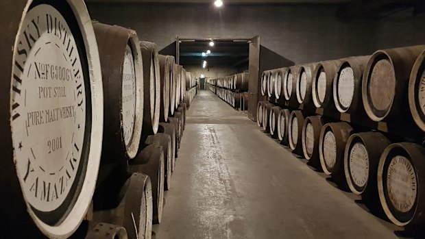 The barrel ageing room of the Suntory's Yamazaki Distillery in the Kyoto prefecture, Japan, in December 2019.