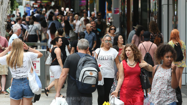 Christmas shopping in Brisbane's Queen Street Mall.
