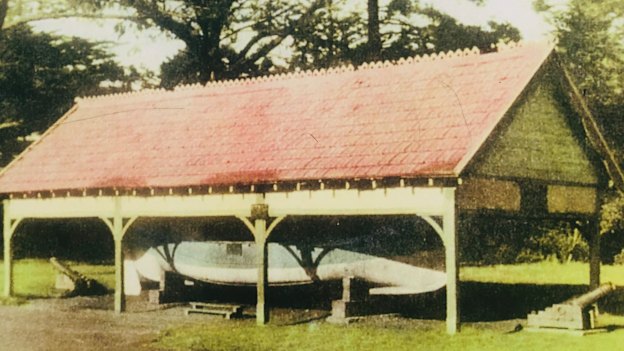 Admella Disaster Portland The old lifeboat sat for decades in the Portland Botanic Gardens, a plaything for children. Historic photo at Portland Discovery Centre.
