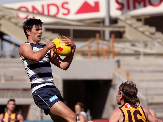 Geelong’s Ollie Henry suffered a nasty injury against Richmond.