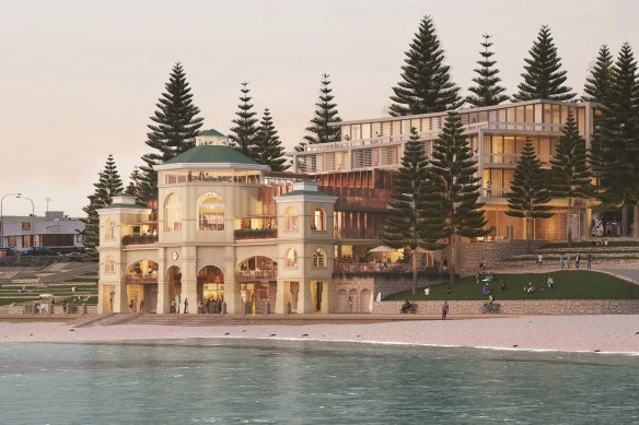 A render of a new design for the redevelopment of the Indiana Teahouse in Cottesloe.